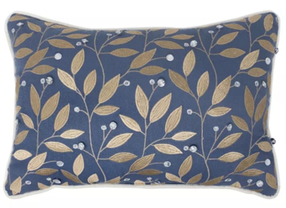 Croscill Janine 18 x 12 Boudoir Decorative Oblong Pillows Blue bejeweled NEW